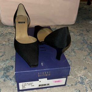 Stuart Weitzman Black Crepe Kitten Heel ✨RARE✨